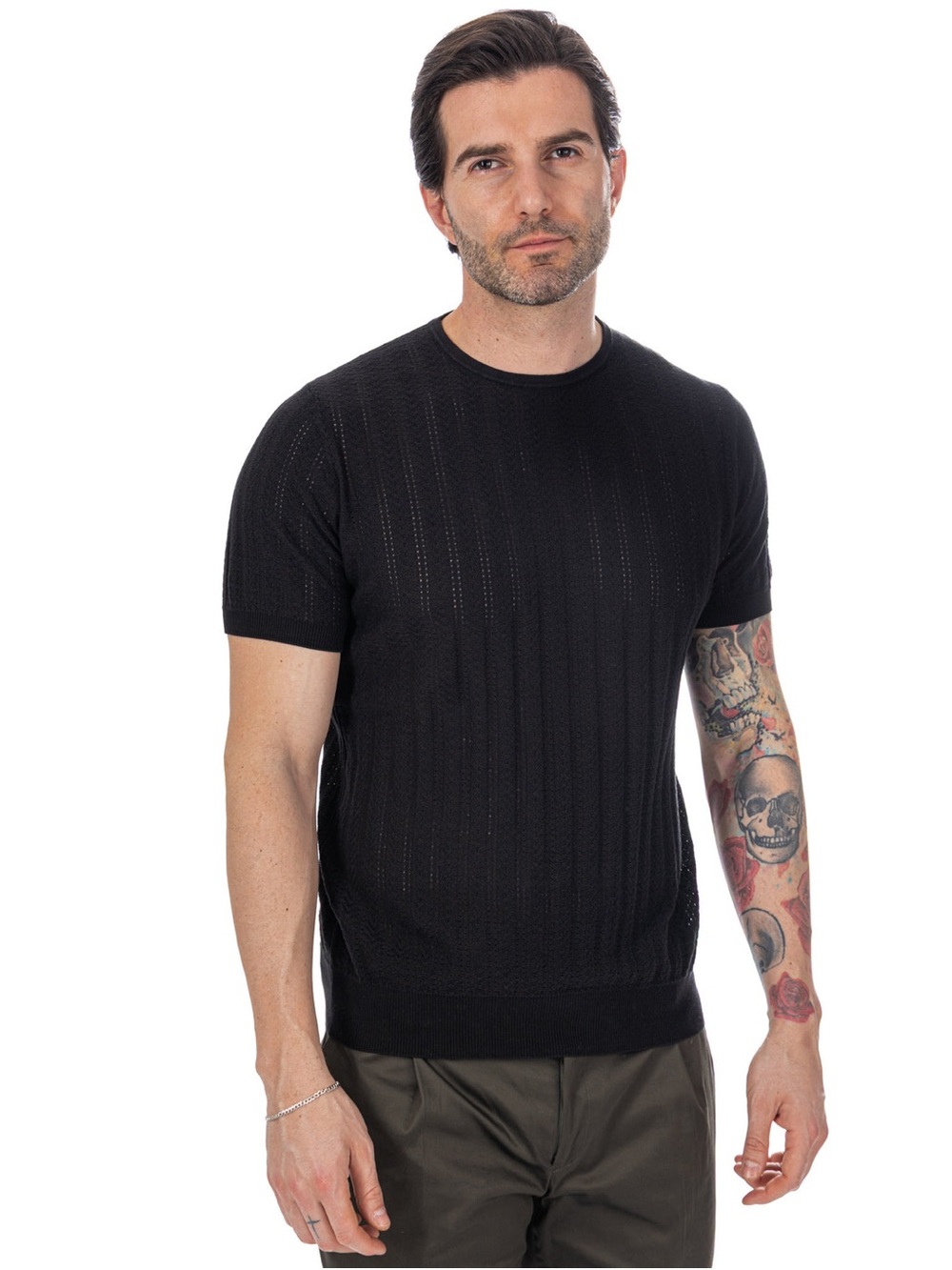 Zara Black Short-Sleeve Knit Shirt